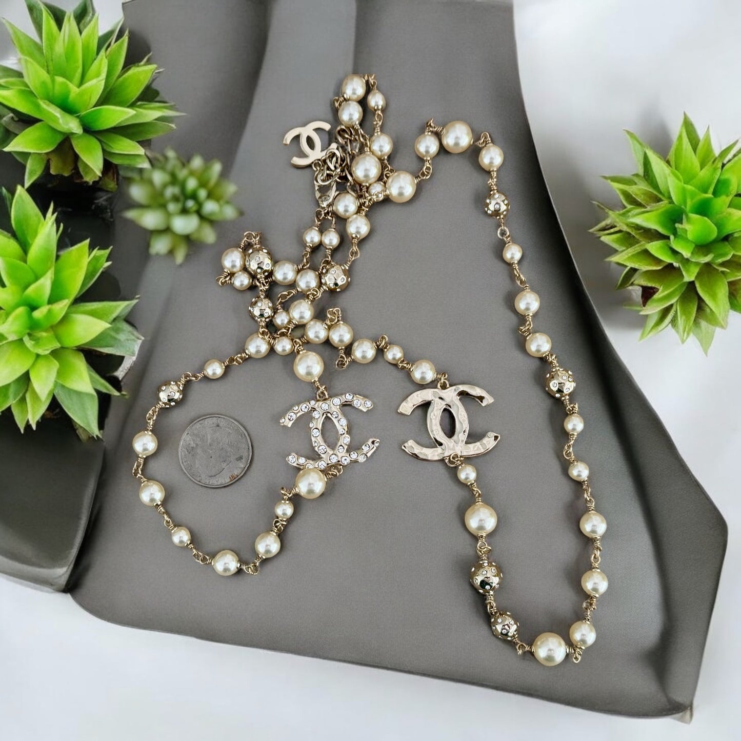 CHANEL Gold CC with Crystals Pre-Owned Necklace - My Mama Found What   My Mama Found What 