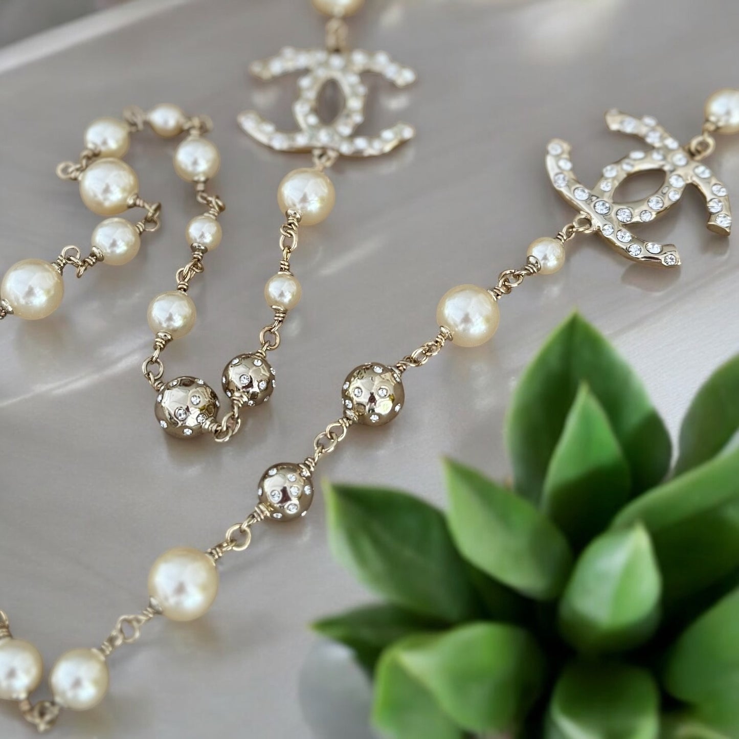 CHANEL Gold CC with Crystals Pre-Owned Necklace - My Mama Found What   My Mama Found What 