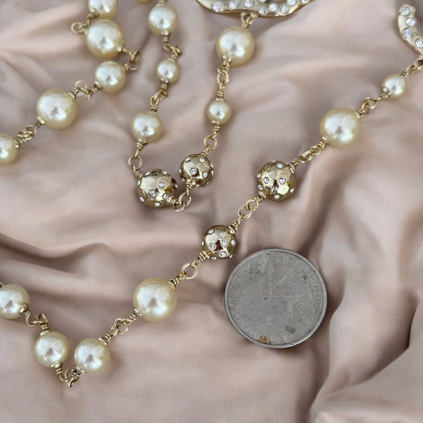 CHANEL Gold CC with Crystals Pre-Owned Necklace - My Mama Found What   My Mama Found What 