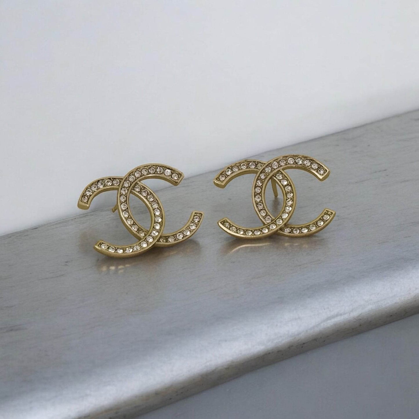 CHANEL Gold CC with crystals Pre-Owned Earrings 21 Minimalist - My Mama Found What 