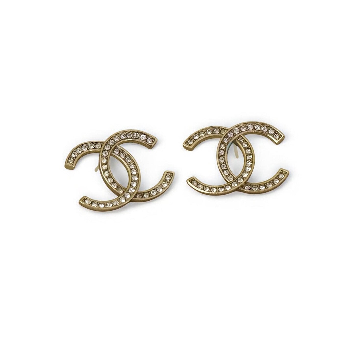 CHANEL Gold CC with crystals Pre-Owned Earrings 21 Minimalist - My Mama Found What 
