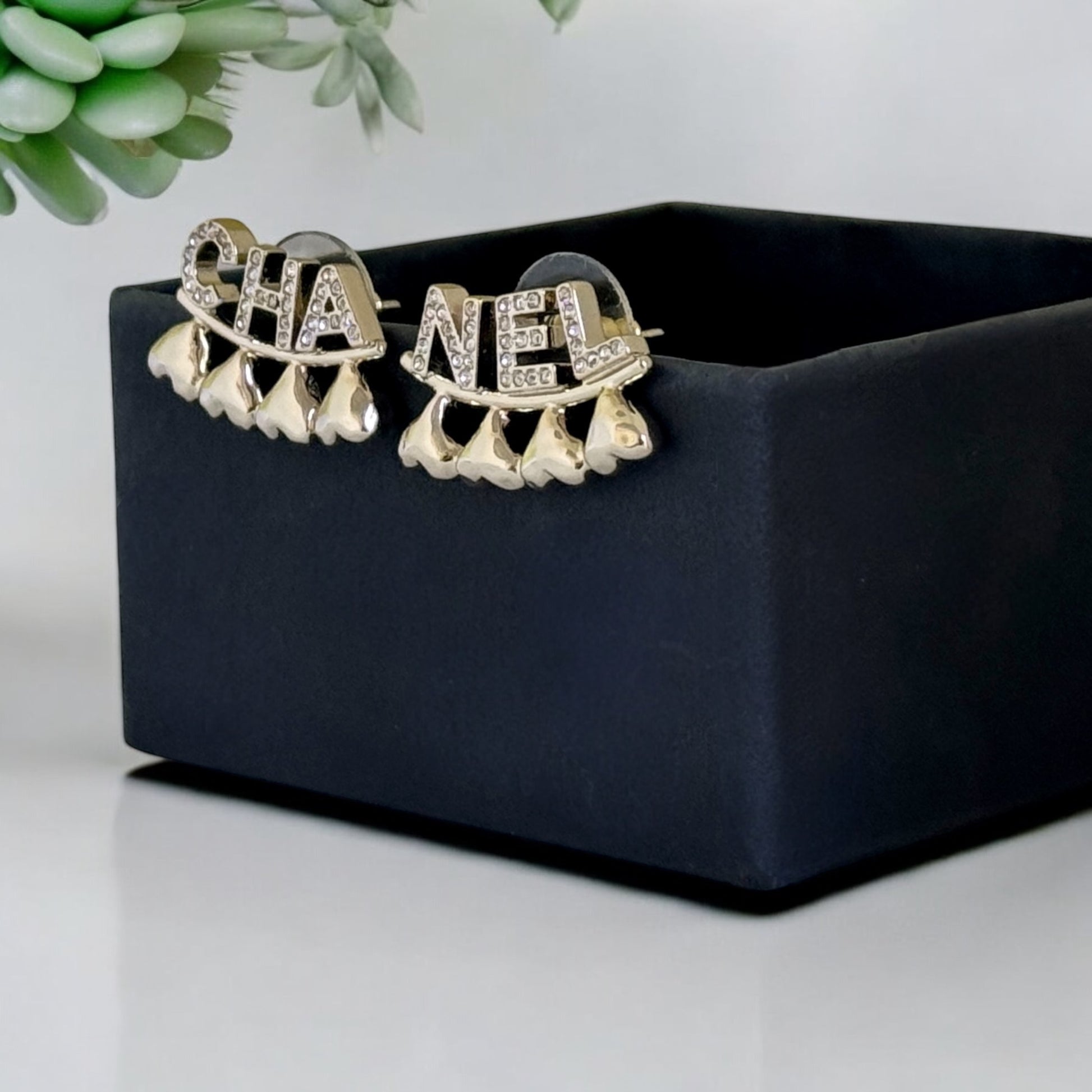 CHANEL MARK Gold W/ Hearts Pre-Owned Earrings - My Mama Found What  