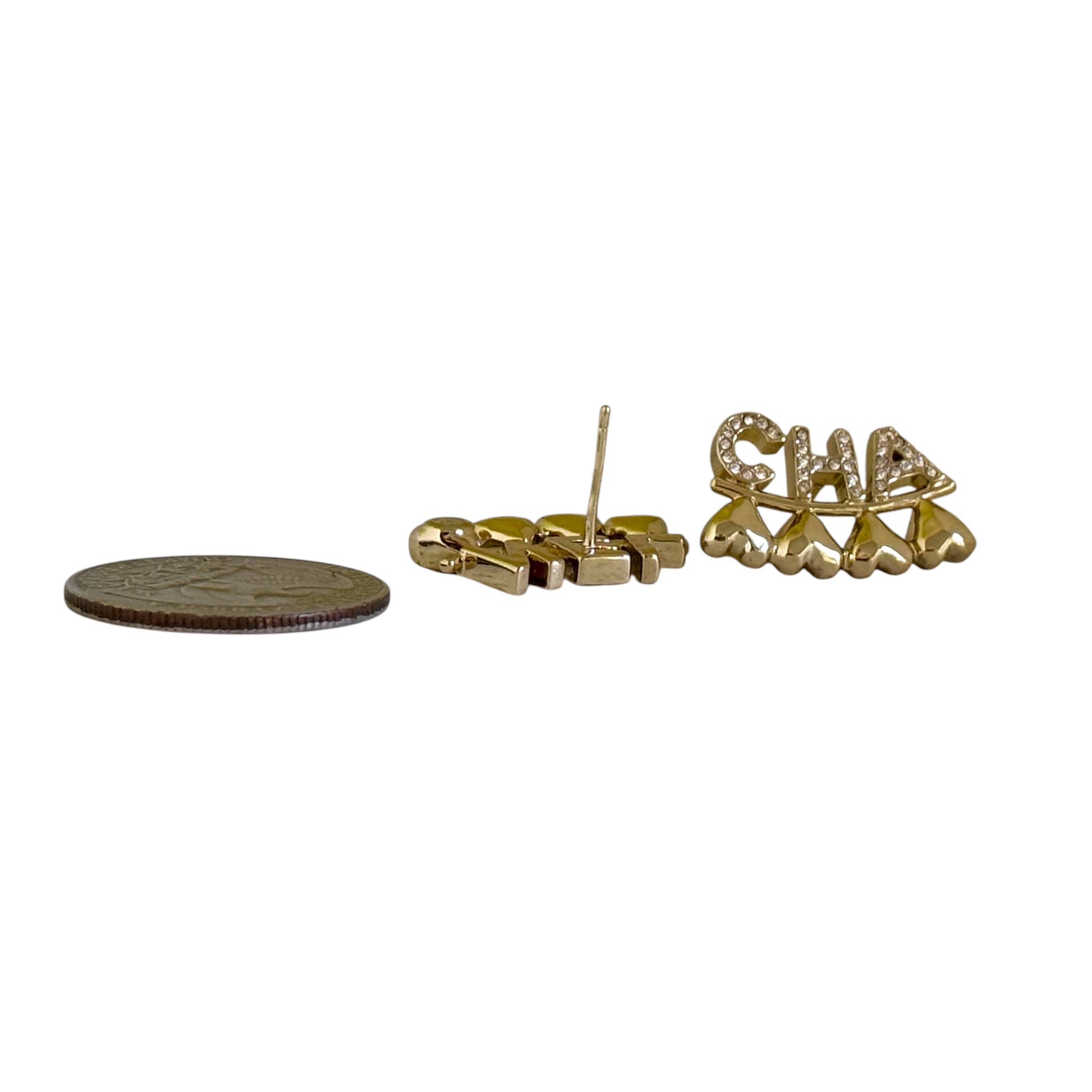 CHANEL MARK Gold W/ Hearts Pre-Owned Earrings - My Mama Found What  
