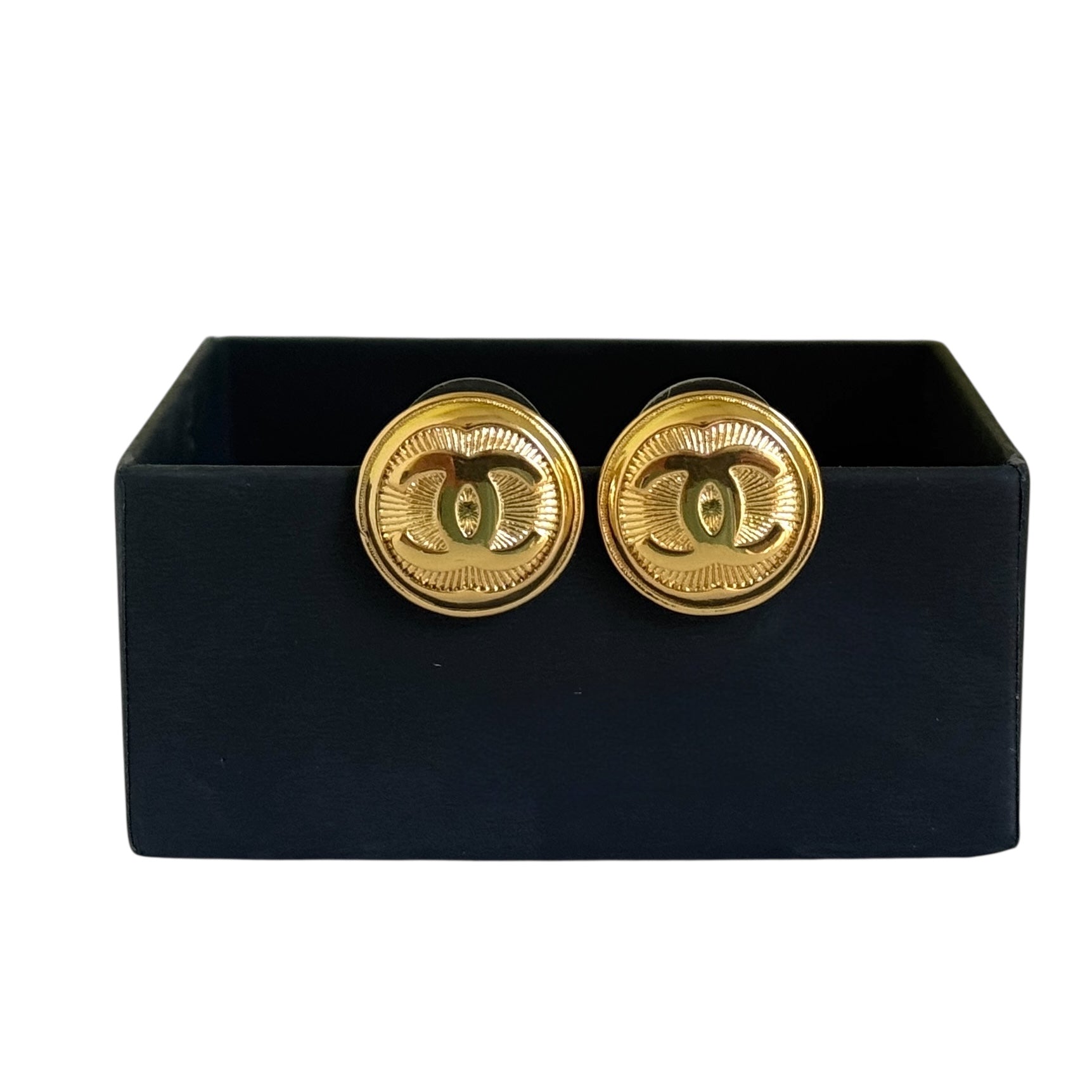 CHANEL Strass Round w/CC Button Sized Pre-Owned Earrings - My Mama Found What  