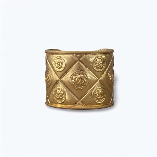 CHANEL Vintage Quilted Gold CC Cuff 