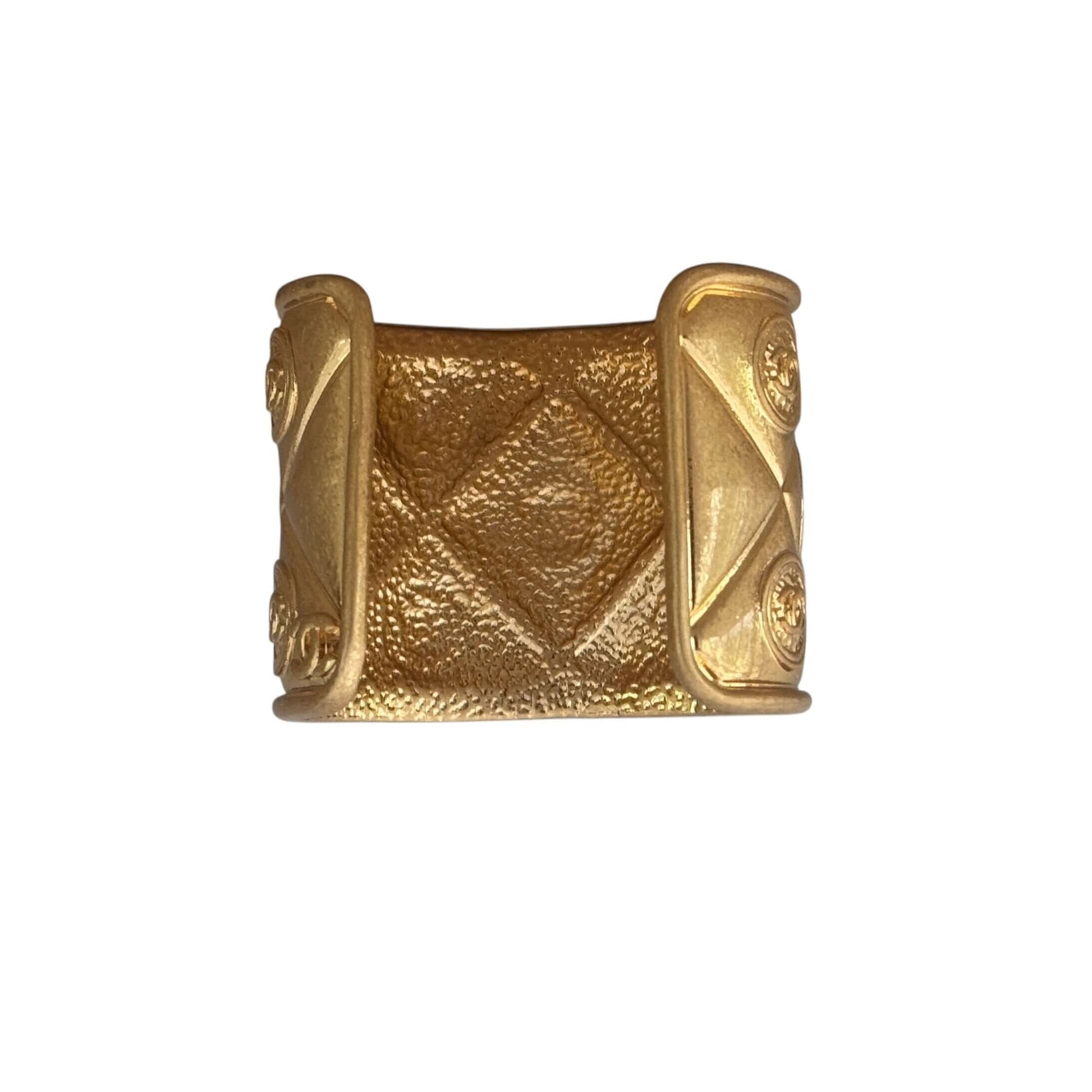 CHANEL Vintage Quilted Gold CC Cuff 