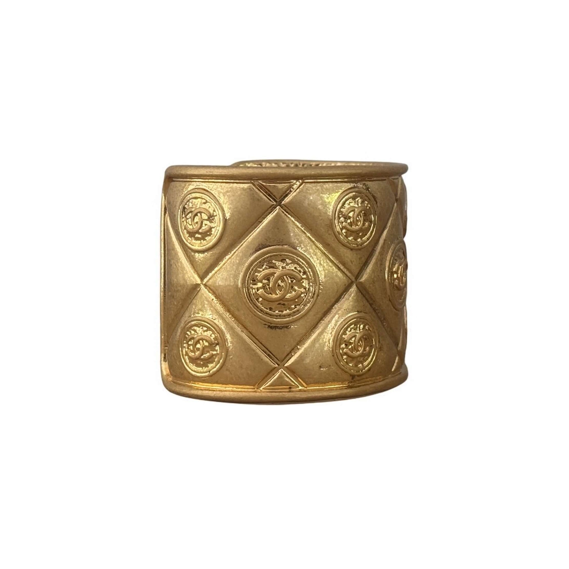 CHANEL Vintage Quilted Gold CC Cuff 