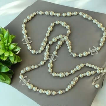 Pre-Owned Chanel Authentic  CC Pearls /Stars Necklace - My Mama Found What   My Mama Found What 