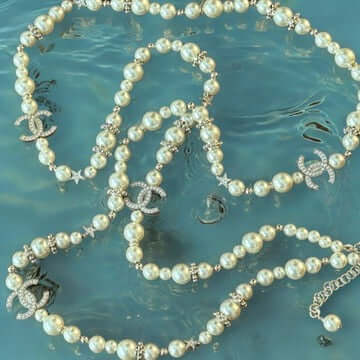 Pre-Owned Chanel Authentic  CC Pearls /Stars Necklace - My Mama Found What   My Mama Found What 
