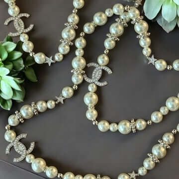 Pre-Owned Chanel Authentic  CC Pearls /Stars Necklace - My Mama Found What  