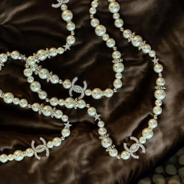 Pre-Owned Chanel Authentic  CC Pearls /Stars Necklace - My Mama Found What   My Mama Found What 