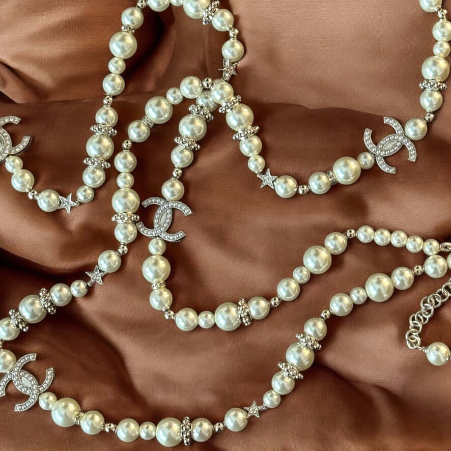 Pre-Owned Chanel Authentic  CC Pearls /Stars Necklace - My Mama Found What   My Mama Found What 