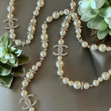 Pre-Owned Chanel Authentic  CC Pearls /Stars Necklace - My Mama Found What  