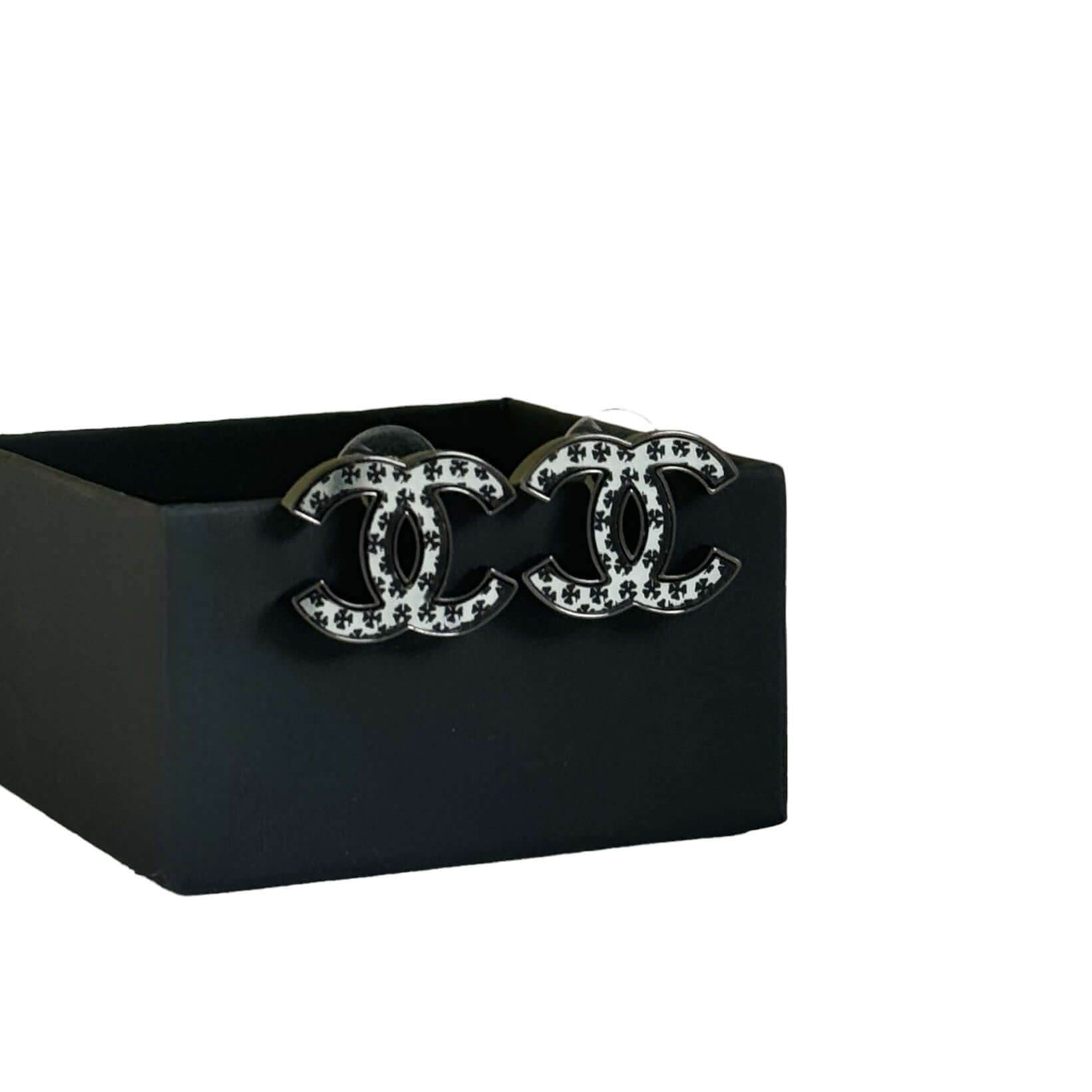 Chanel Black CC Mirrored Earrings Pre-Owned - My Mama Found What 