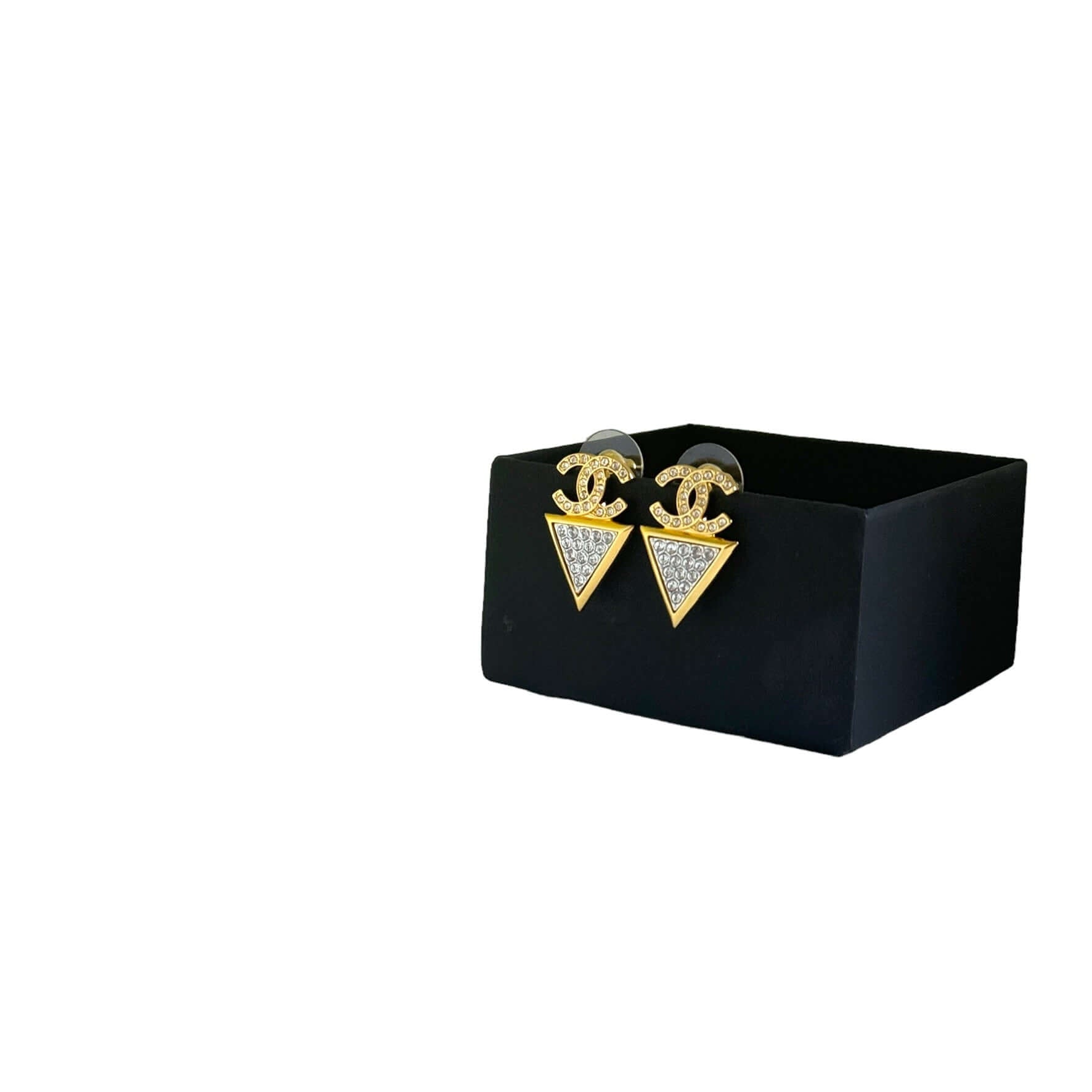Chanel Bright Gold CC Triangle Crystal Post EarringsMy Mama Found What