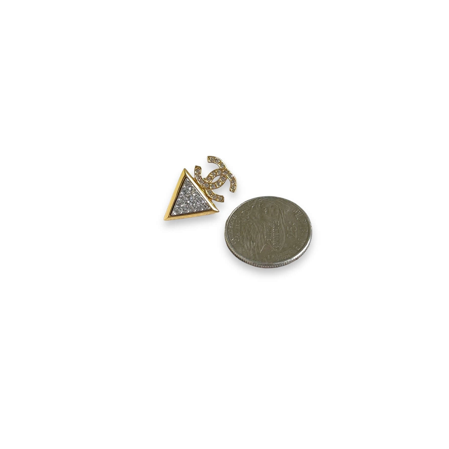 Chanel Bright Gold CC Triangle Crystal Post EarringsMy Mama Found What