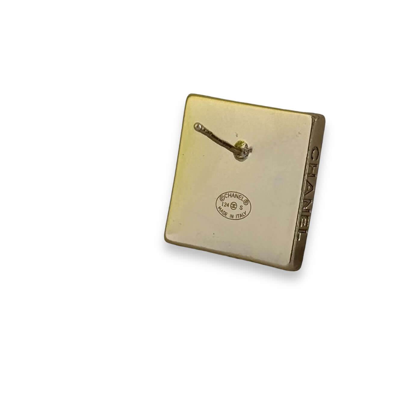 Chanel CC Gold/Black Square Post Earrings - My Mama Found What 