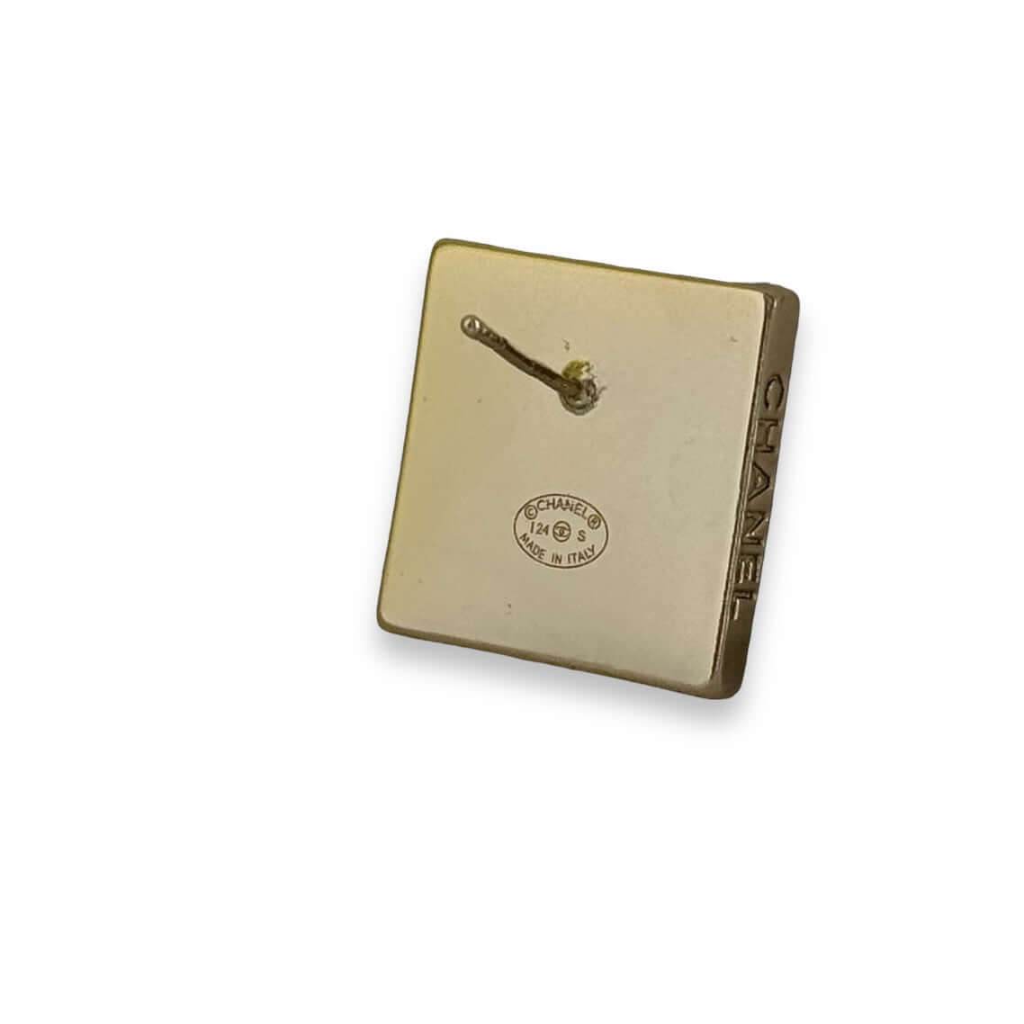 Chanel CC Gold/Black Square Post Earrings - My Mama Found What 