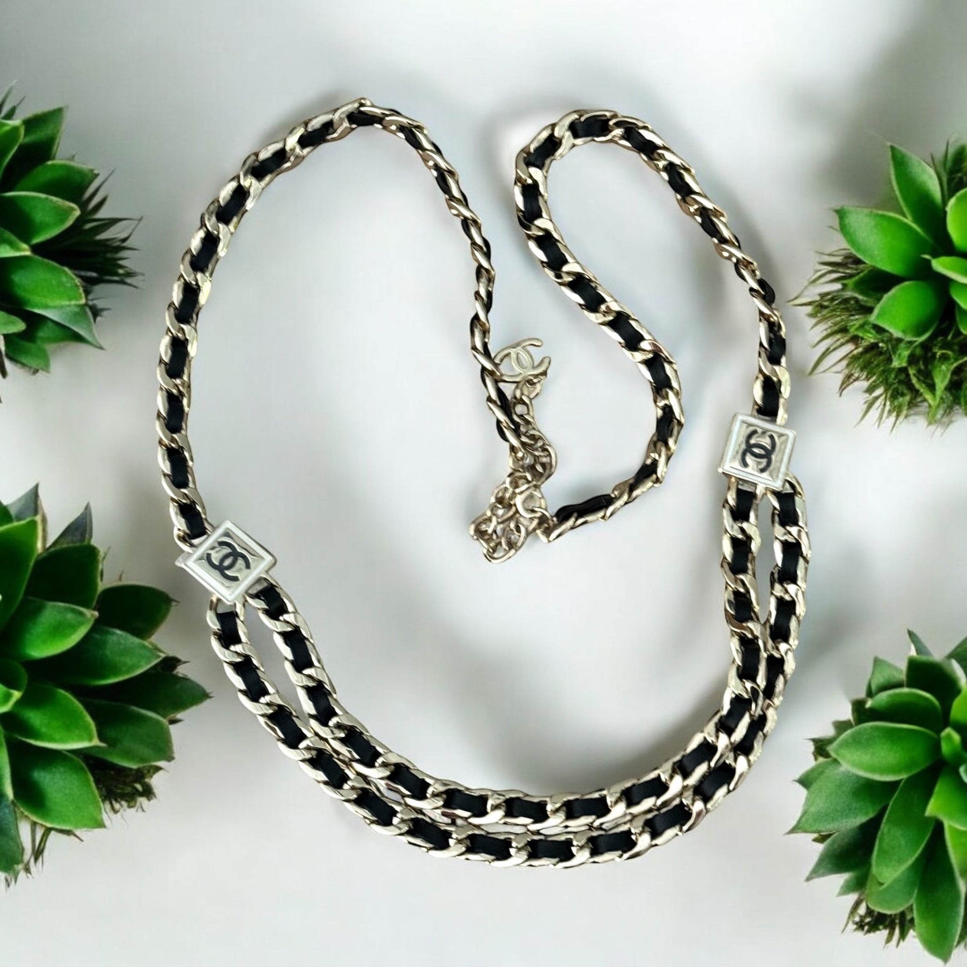 Chanel CC Gold Chain w/ Black Leather Pre-Owned Belt - My Mama Found What 