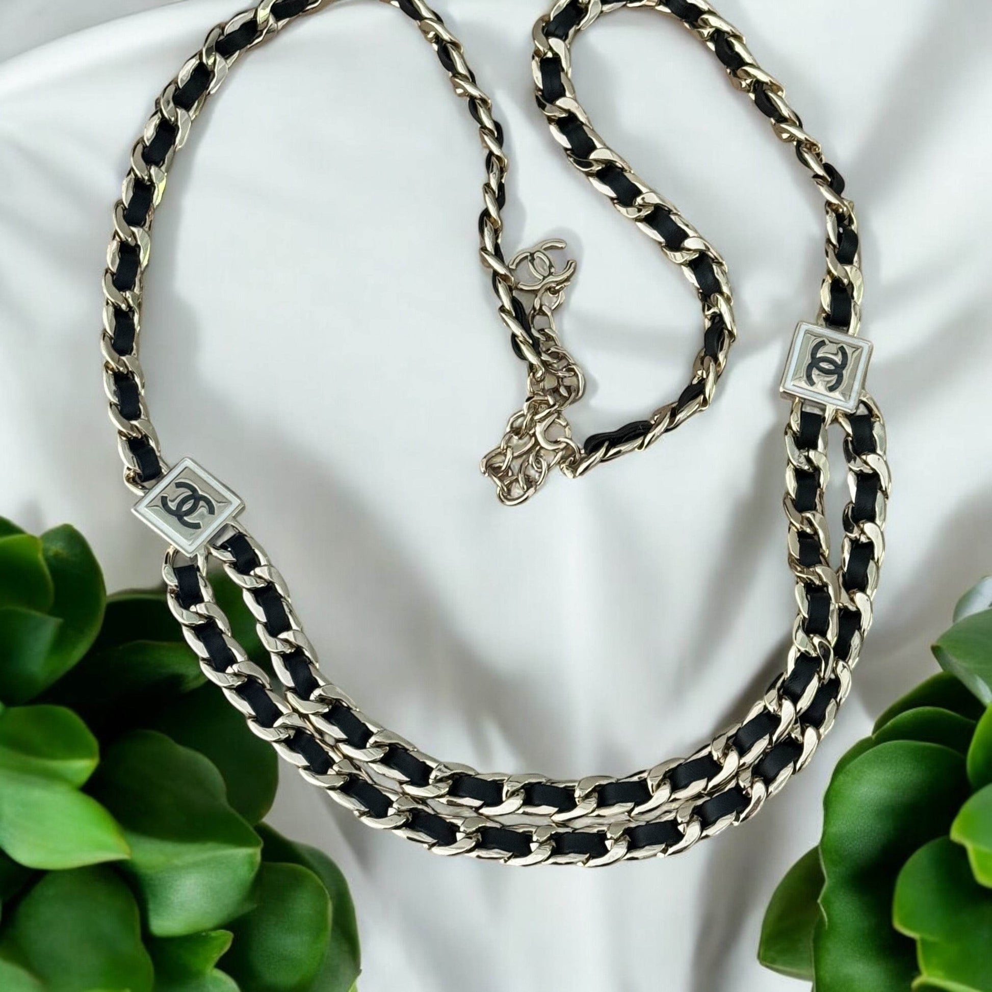 Chanel CC Gold Chain w/ Black Leather Pre-Owned Belt - My Mama Found What 