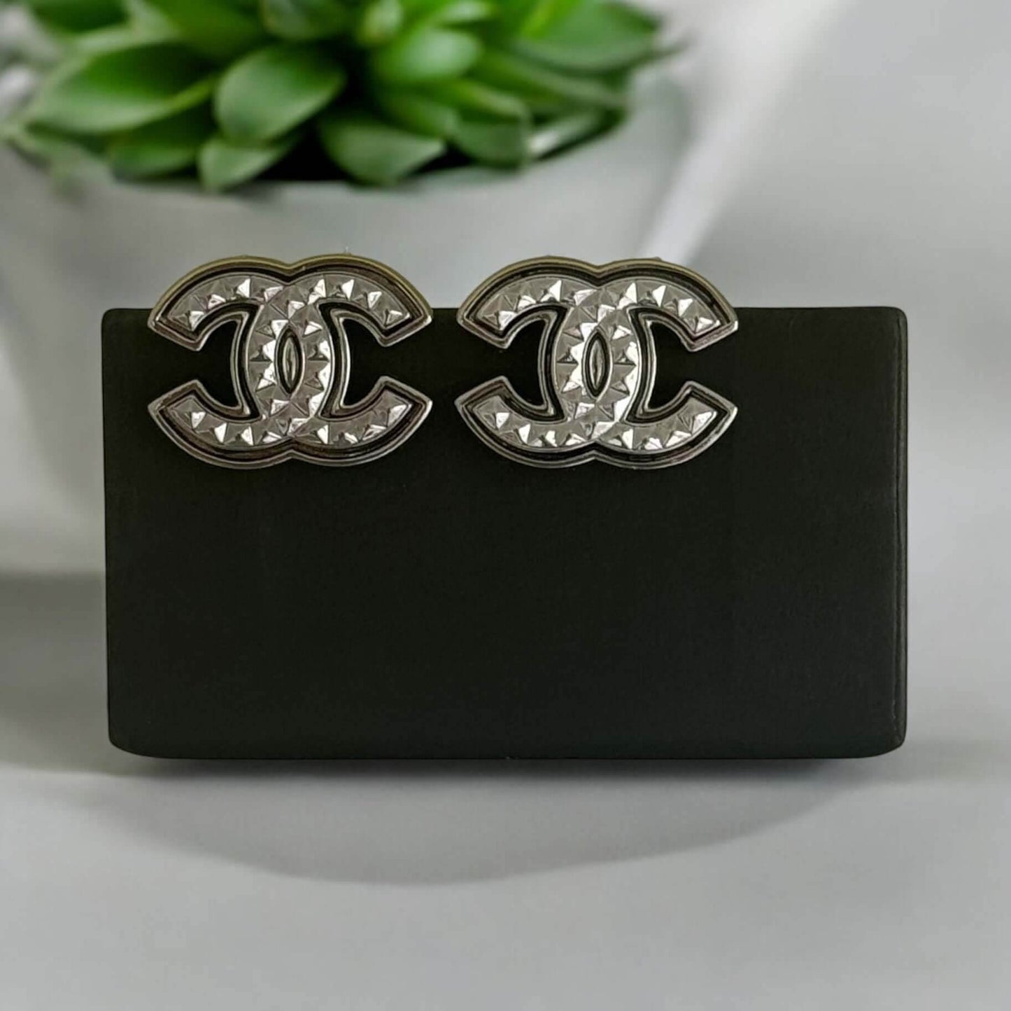 Chanel CC Gun Metal Pre-Owned Earrings - My Mama Found What 
