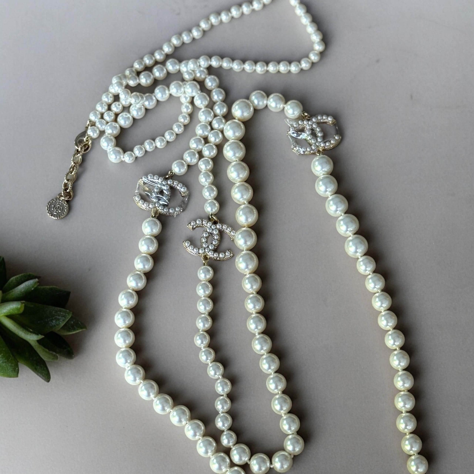 Chanel CC Knotted Pearl Long Sweater Necklace - My Mama Found What 