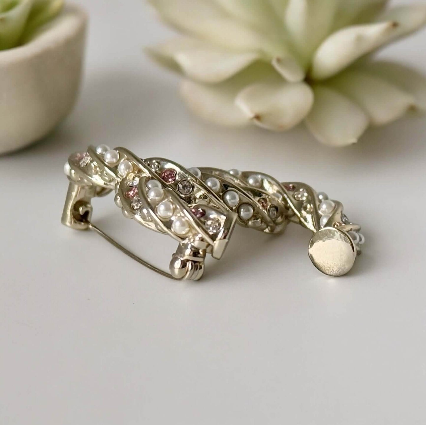 Chanel CC Lighter Gold w/ Pink & Clear Crystals Brooch - My Mama Found What  My Mama Found What 