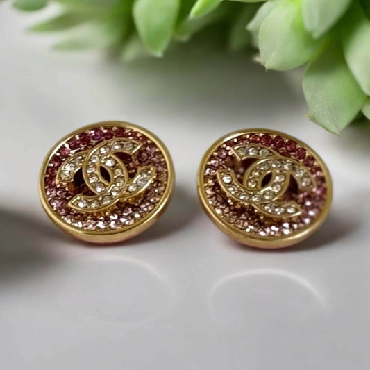 Chanel CC Round Crystal Encrusted Earrings - My Mama Found What  My Mama Found What 