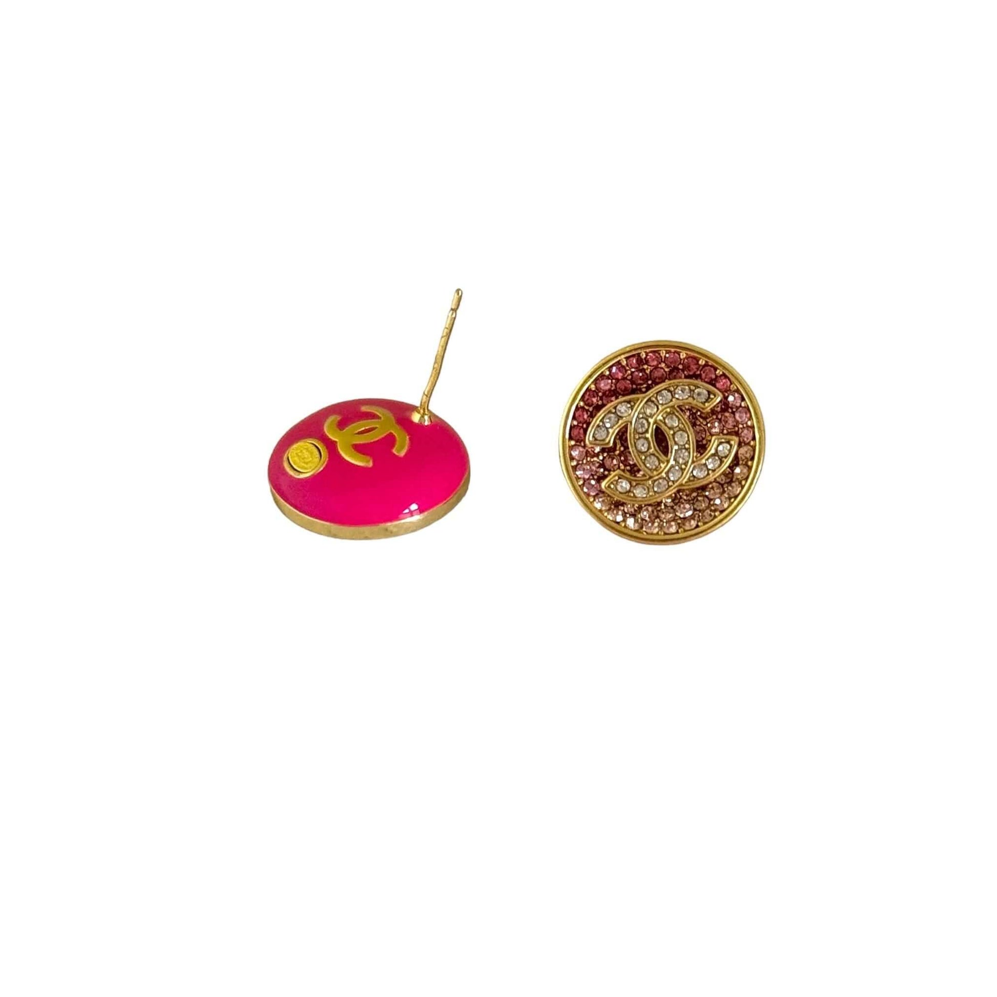 Chanel CC Round Crystal Encrusted Earrings - My Mama Found What 