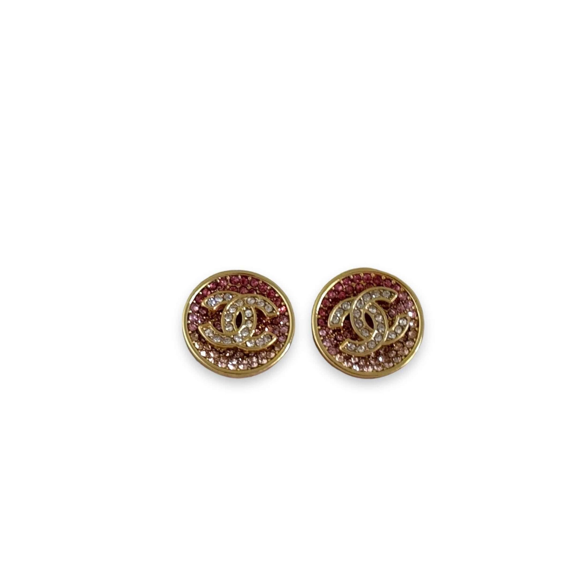 Chanel CC Round Crystal Encrusted Earrings - My Mama Found What 