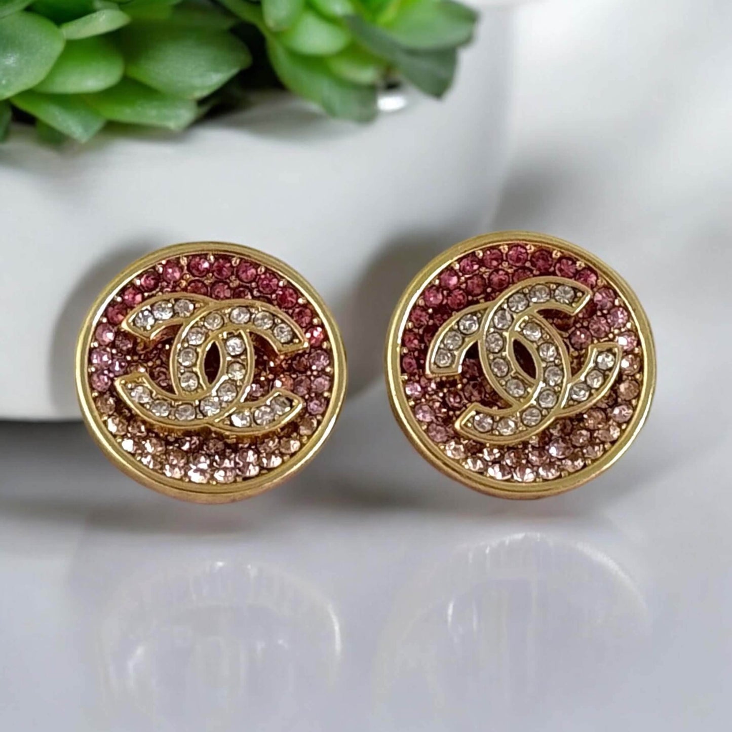 Chanel CC Round Crystal Encrusted Earrings - My Mama Found What  My Mama Found What 