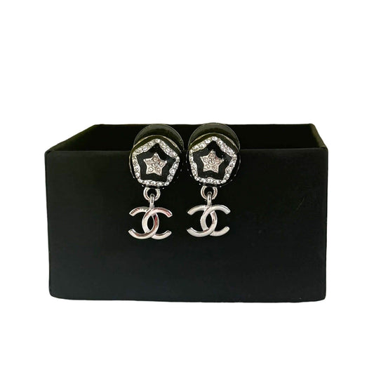 Chanel CC Silver Black Earrings Pre-Owned - My Mama Found What  My Mama Found What 
