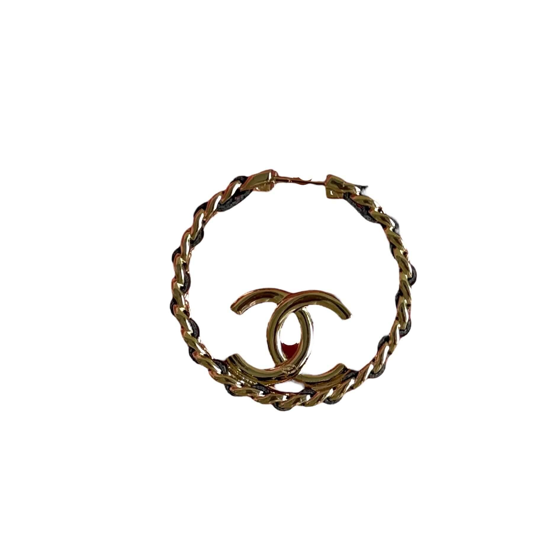 Chanel Gold Black Chain Hoops Pre-Owned - My Mama Found What 