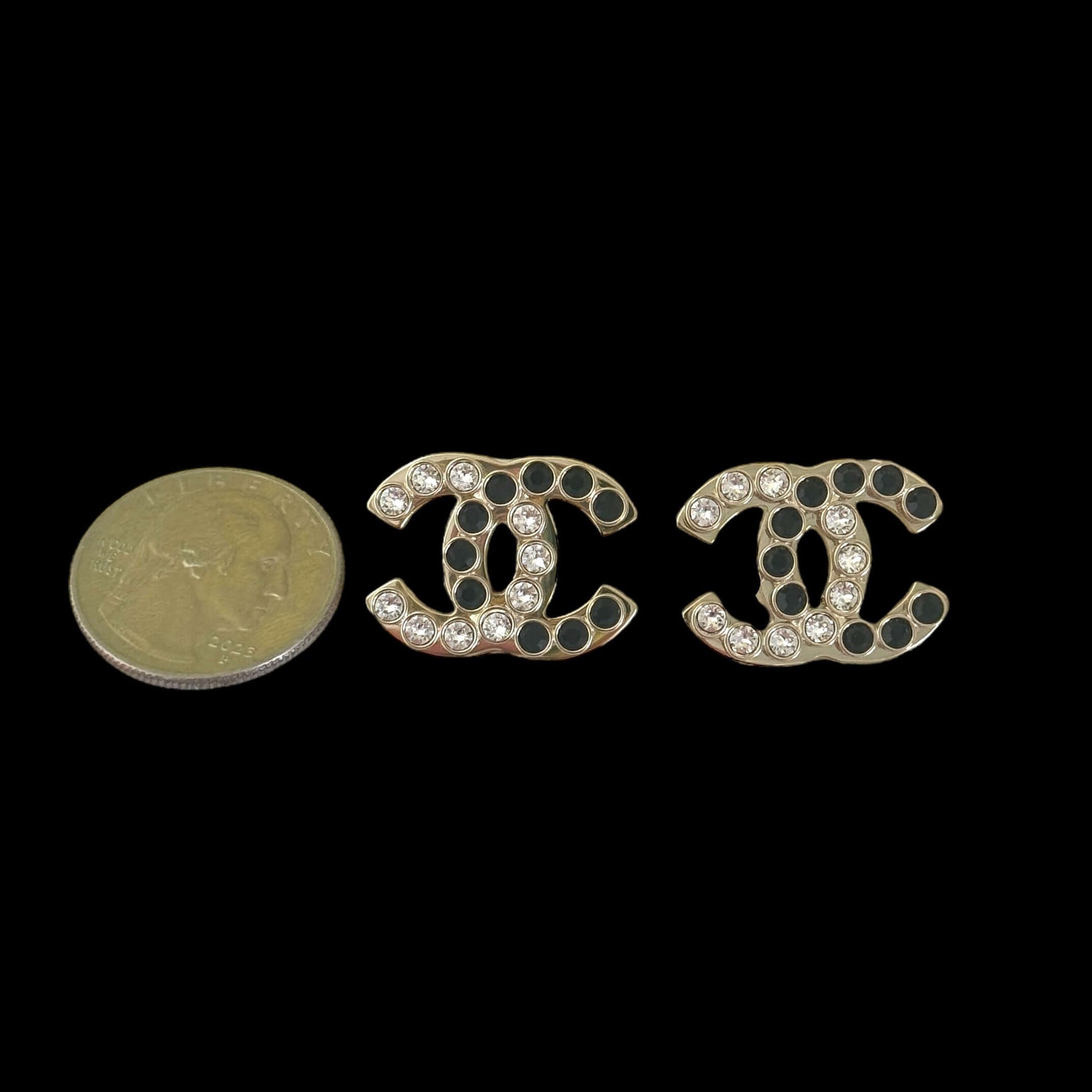 Chanel Gold CC B/W Crystal Earrings Pre-Owned - My Mama Found What  