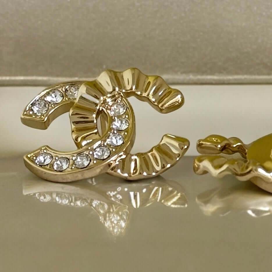 Chanel Gold CC Crystals Earrings Pre-Owned 21 - My Mama Found What 