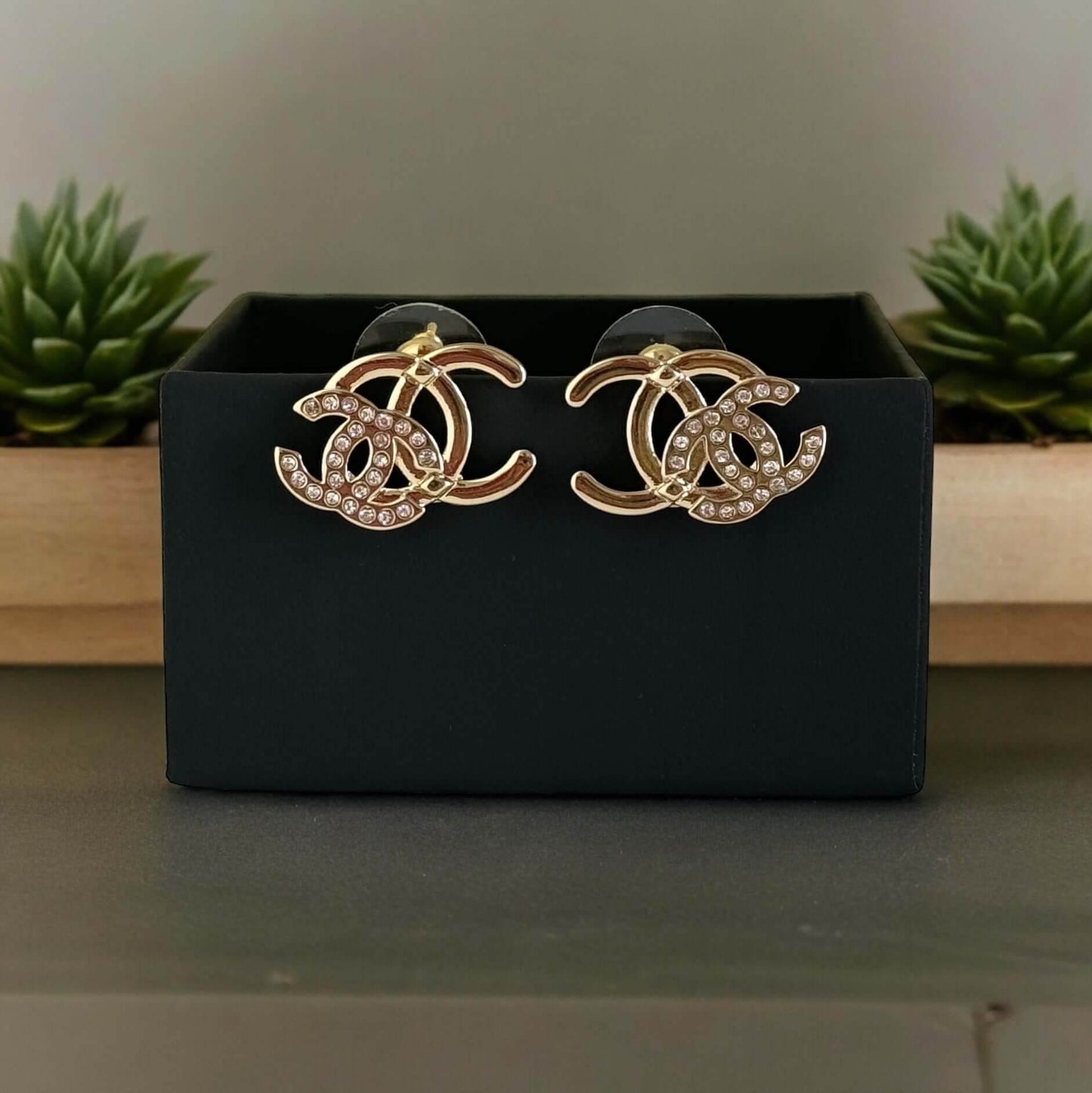Chanel Gold CC Earrings w/ Crystals Pre-Owned - My Mama Found What  My Mama Found What 