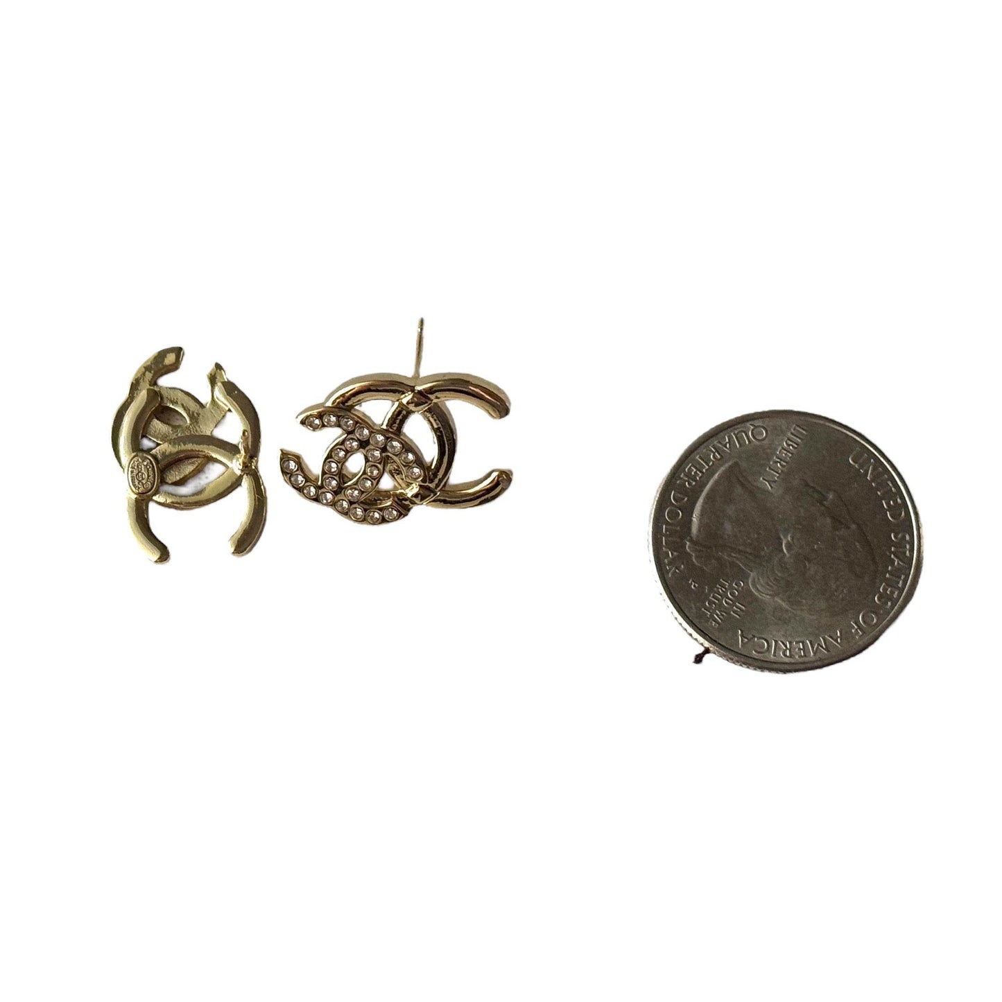Chanel Gold CC Earrings w/ Crystals Pre-Owned - My Mama Found What  My Mama Found What 