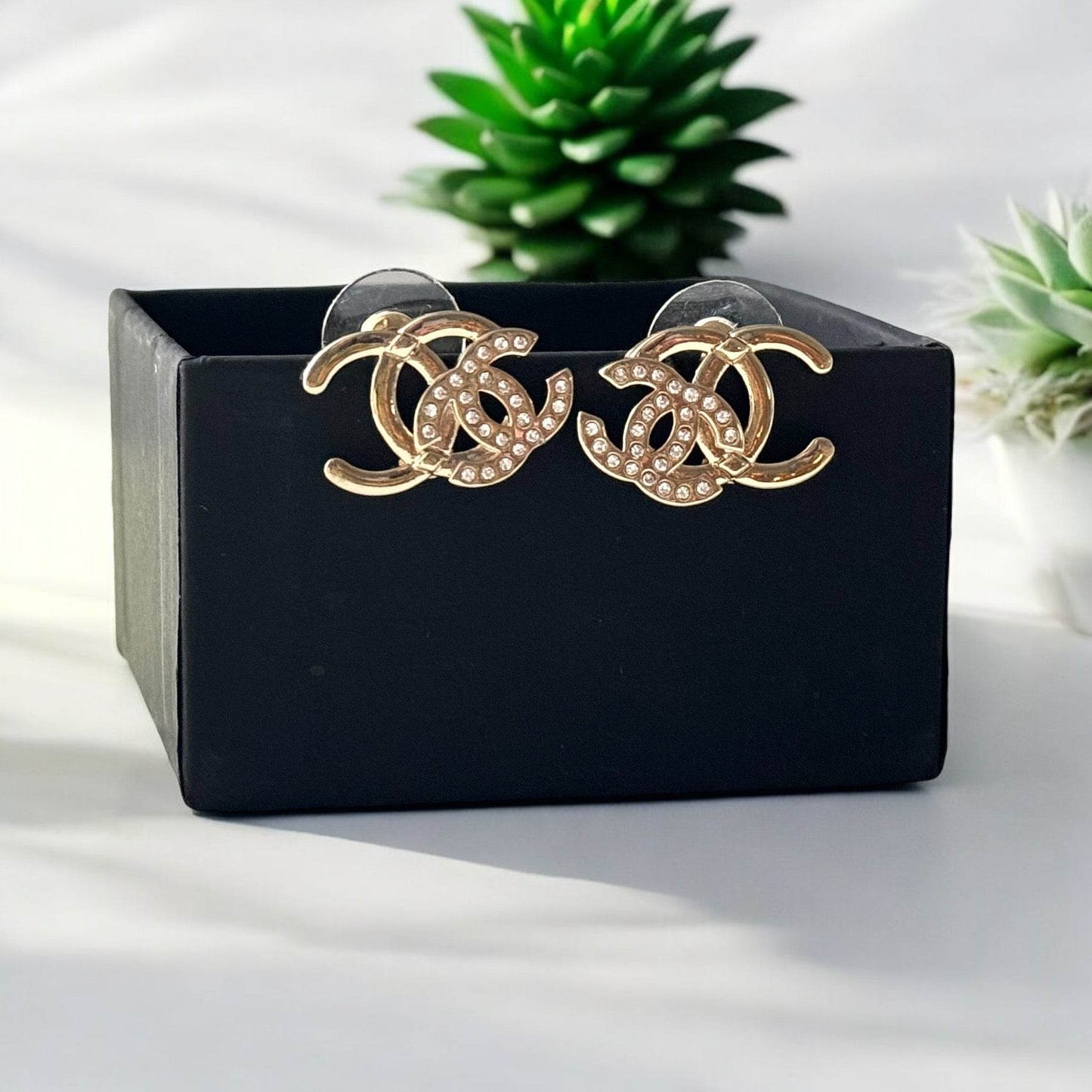 Chanel Gold CC Earrings w/ Crystals Pre-Owned - My Mama Found What  My Mama Found What 