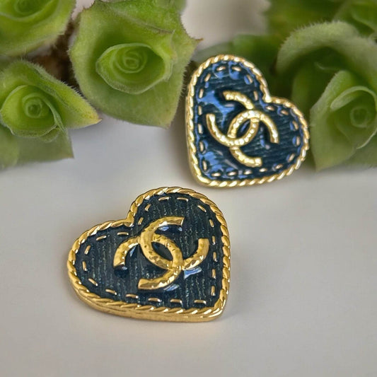 Chanel Gold CC Heart Denim style clip on Pre-Owned - My Mama Found What  My Mama Found What 