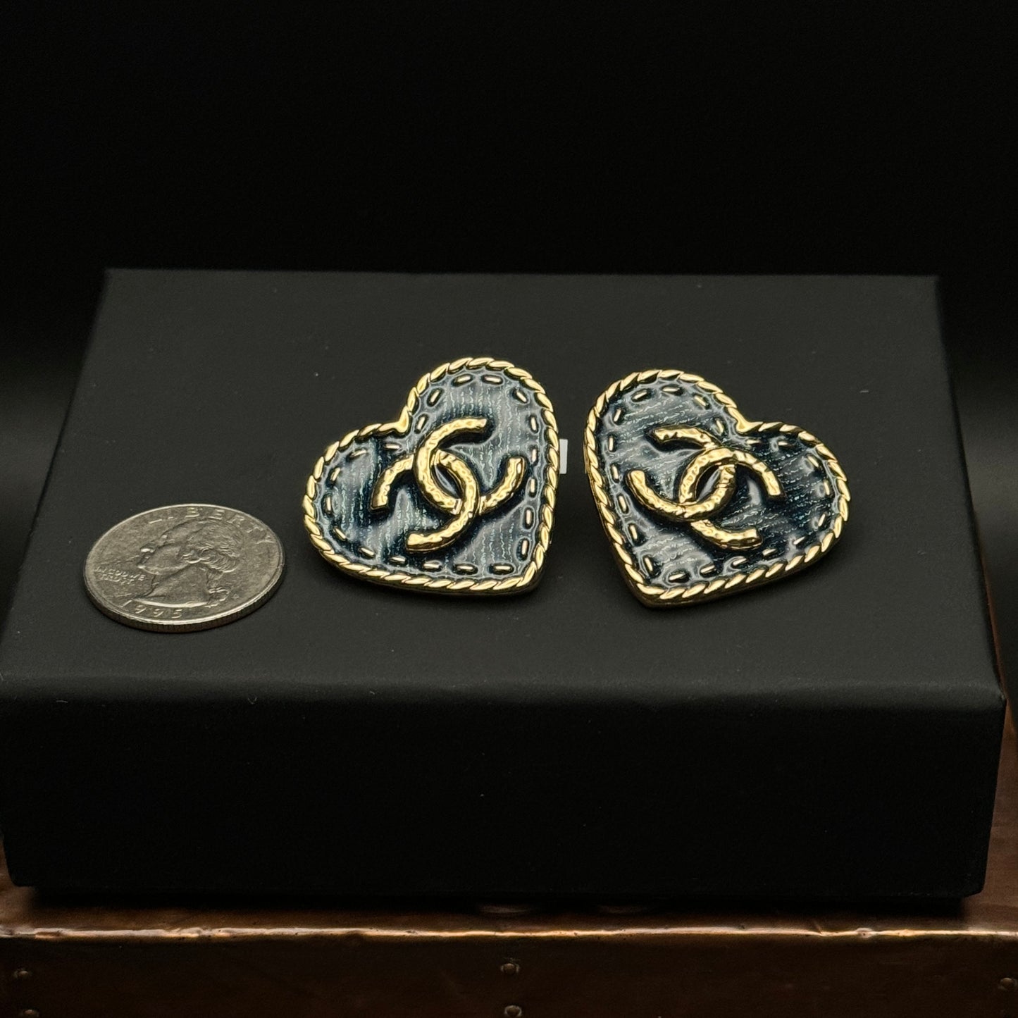 Chanel Gold CC Heart Denim style clip on Pre-Owned - My Mama Found What   My Mama Found What 