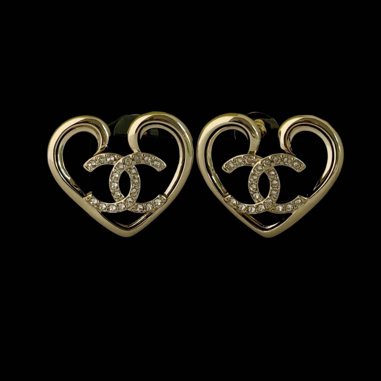 Chanel Gold CC Heart Earrings Pre-Owned F23 - My Mama Found What 