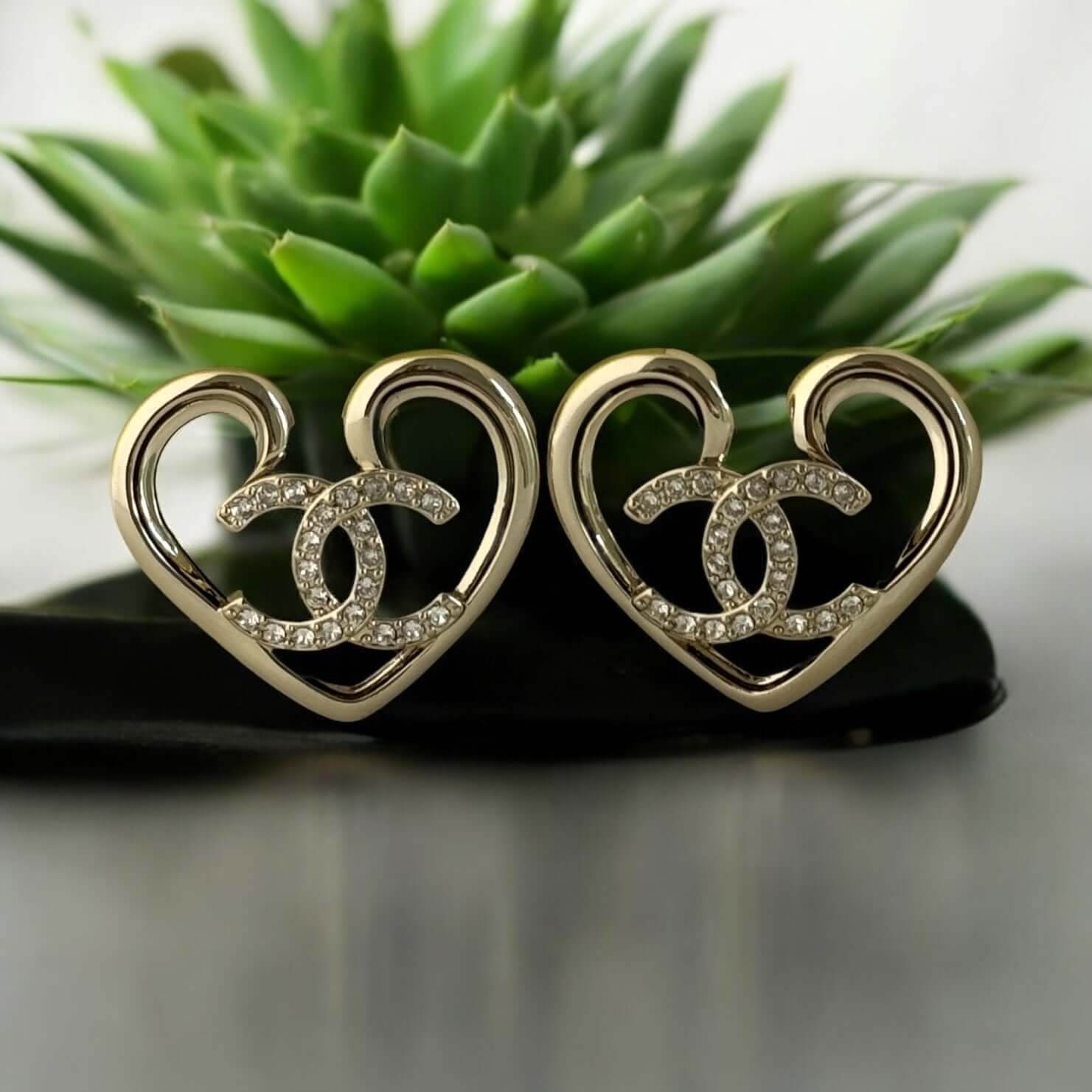 Chanel Gold CC Heart Earrings Pre-Owned F23 - My Mama Found What 