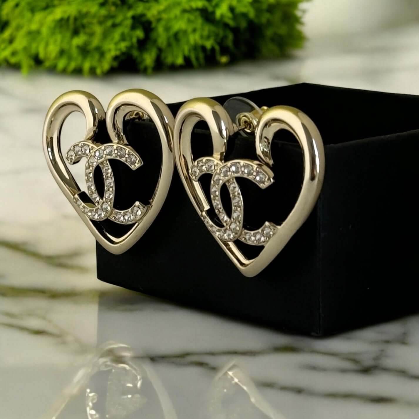Chanel Gold CC Heart Earrings Pre-Owned F23 - My Mama Found What 