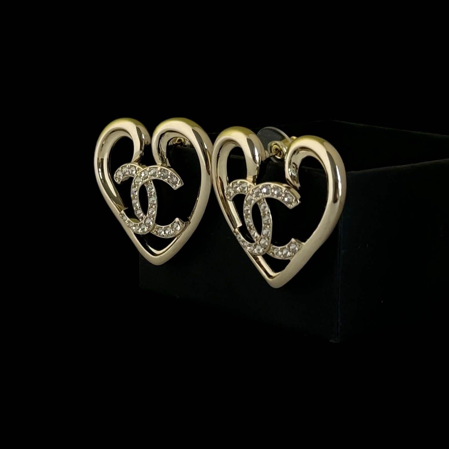 Chanel Gold CC Heart Earrings Pre-Owned F23 - My Mama Found What 