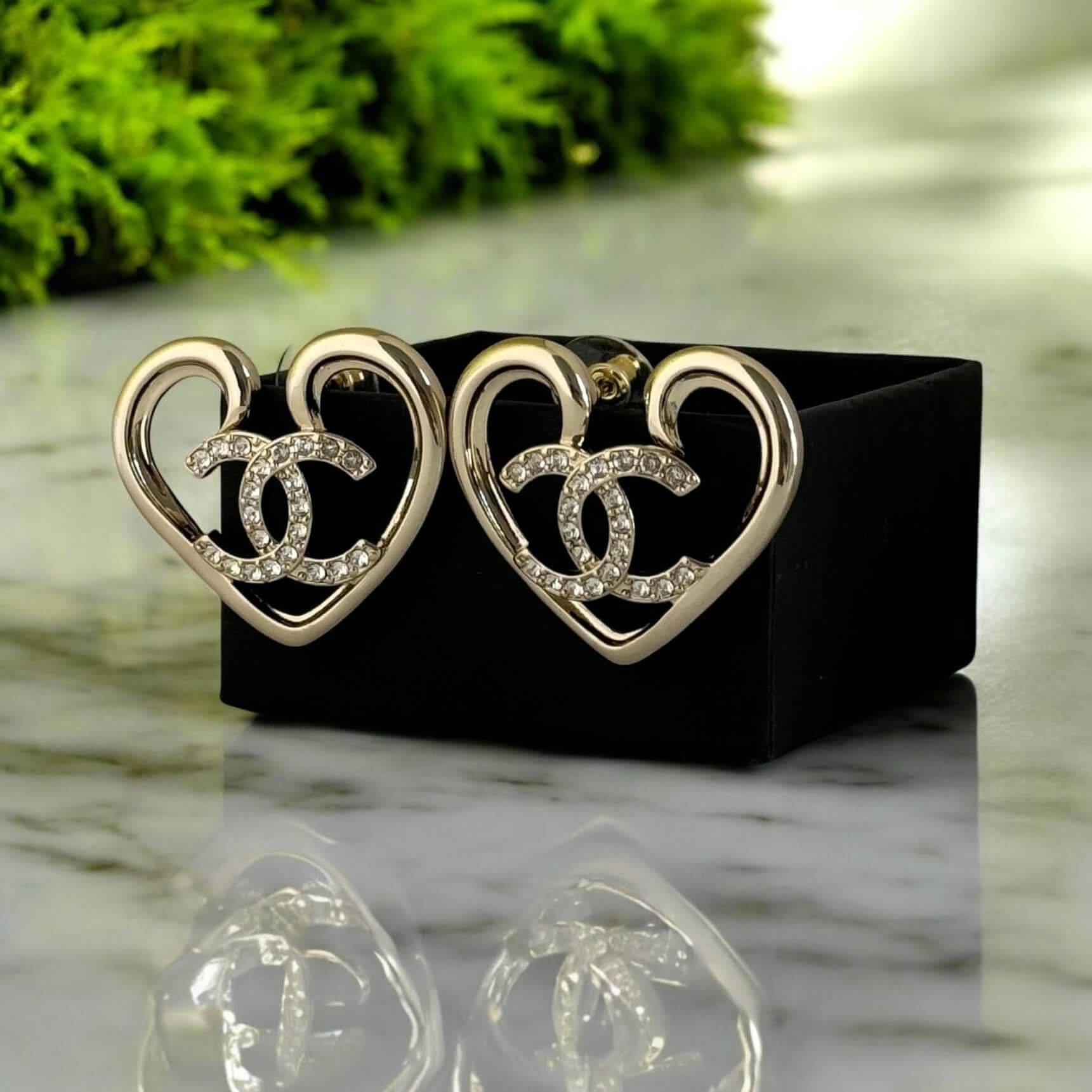 Chanel Gold CC Heart Earrings Pre-Owned F23 - My Mama Found What 