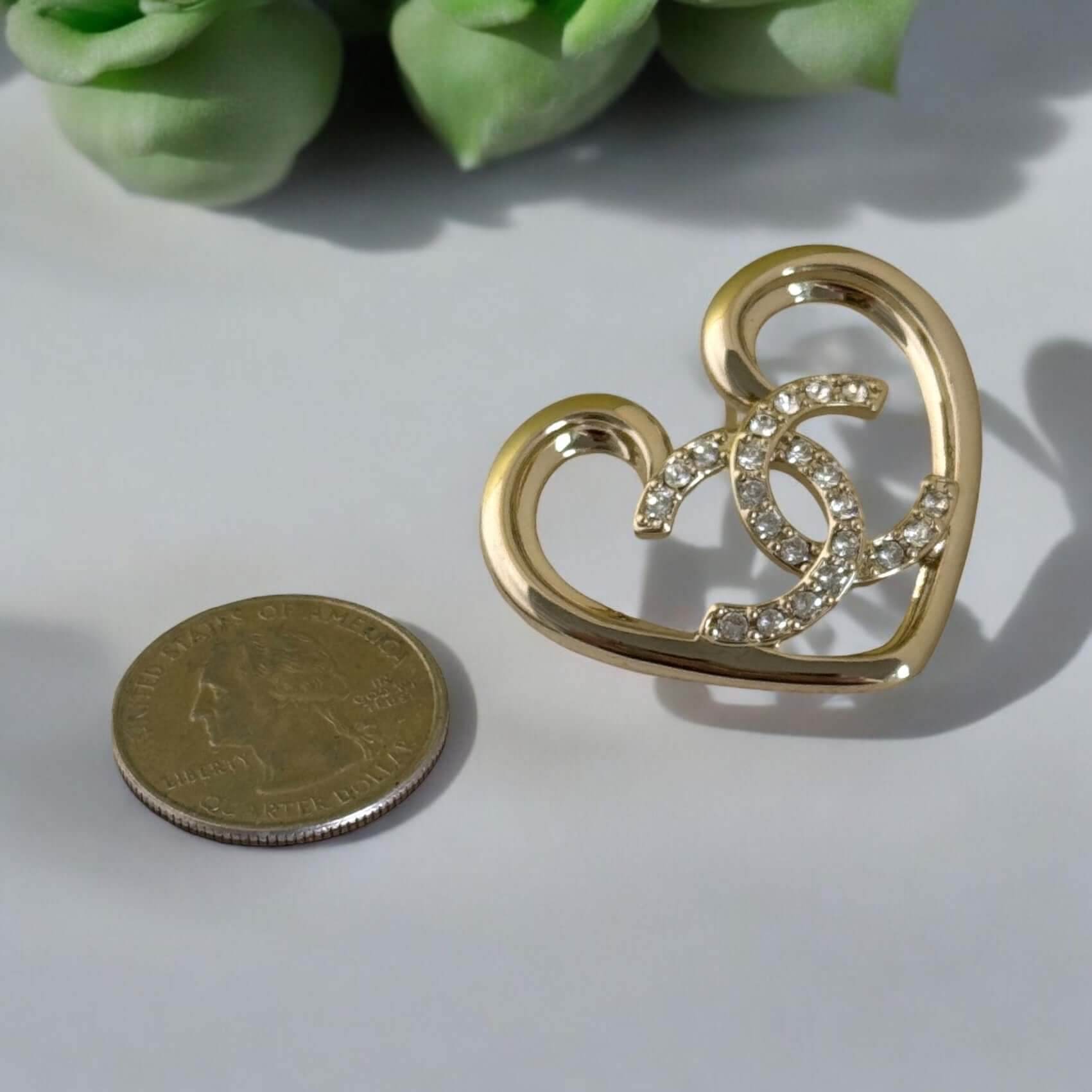 Chanel Gold CC Heart Earrings Pre-Owned F23 - My Mama Found What 