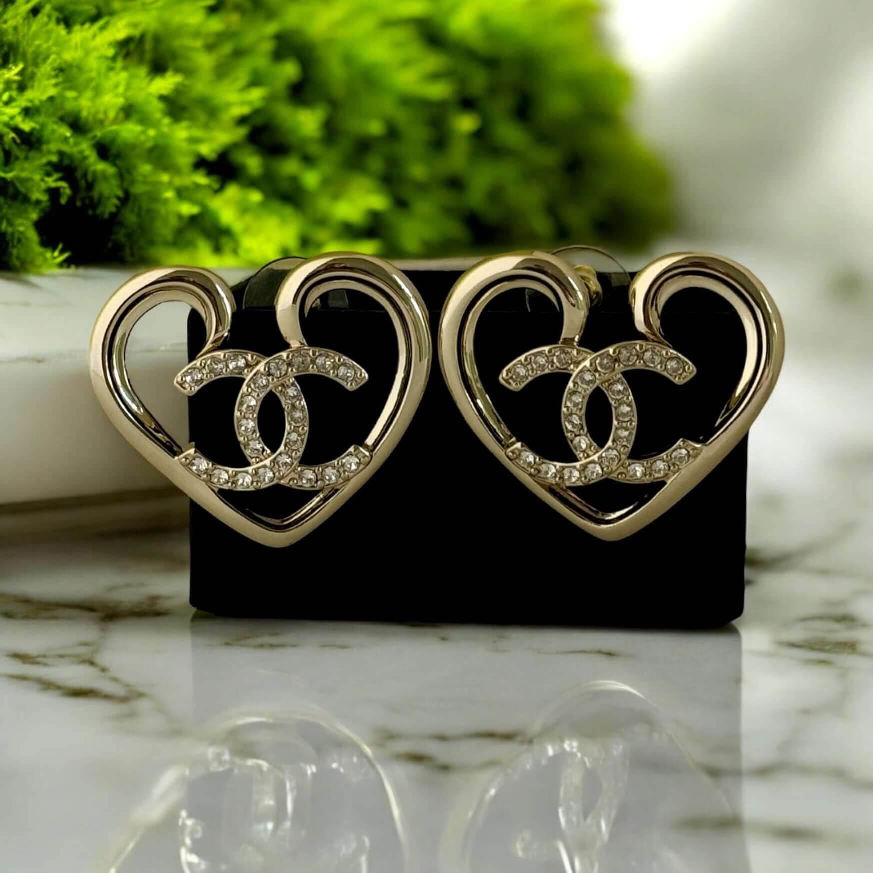 Chanel Gold CC Heart Earrings Pre-Owned F23 - My Mama Found What 