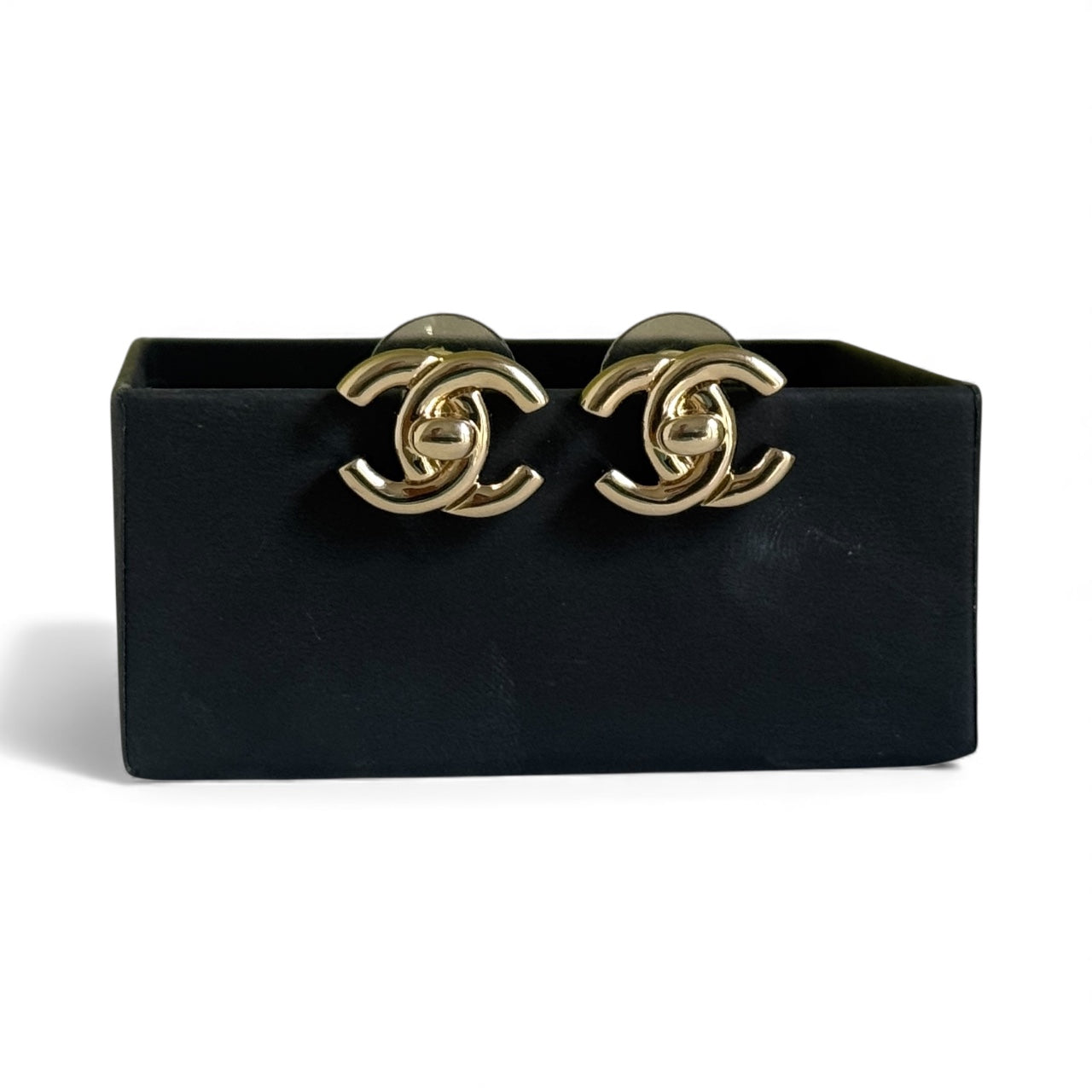 Chanel Gold CC Lock Pre-Owned Post Earrings Authentic - My Mama Found What  