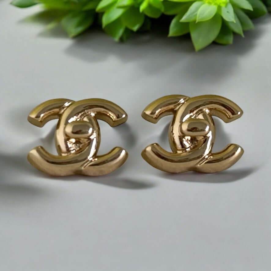 Chanel Gold CC Lock Smaller Post Earrings - My Mama Found What  My Mama Found What 