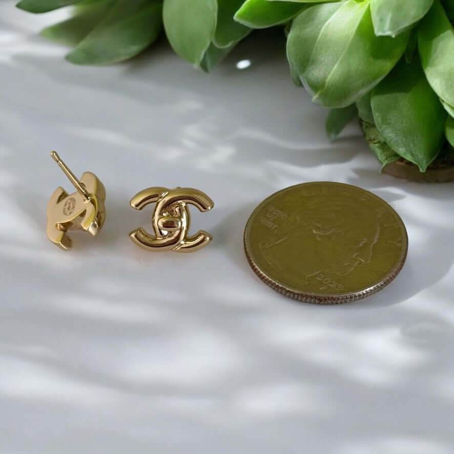 Chanel Gold CC Lock Smaller Post Earrings - My Mama Found What 